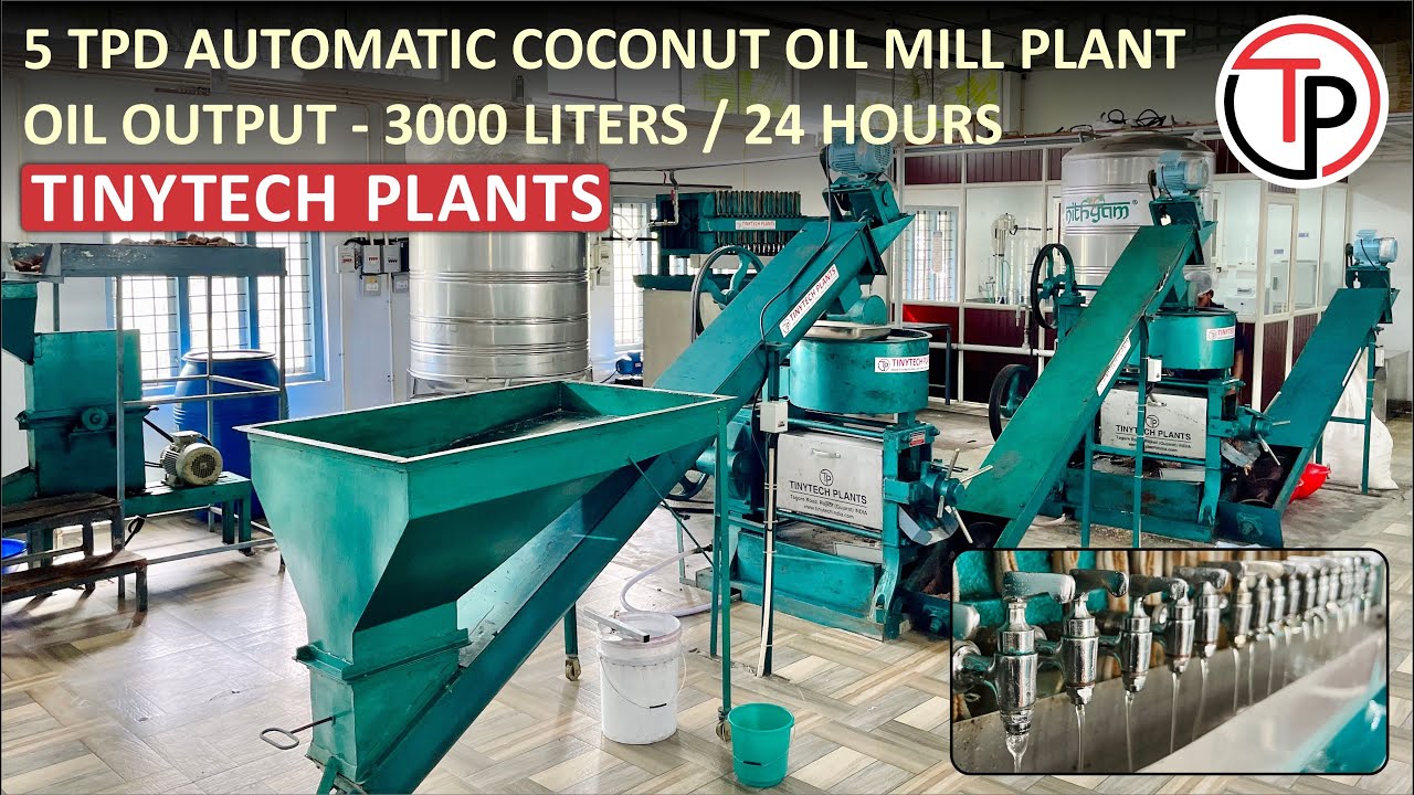5 TPD AUTOMATIC COCONUT OIL MILL PLANT 🥥🌴 #coconutoilmaking #oilexpeller #coconutoilmill #oilmill