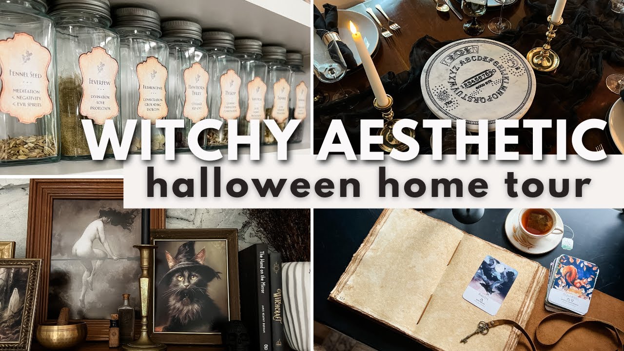 HALLOWEEN HOME TOUR 2023 | Non-Scary Witchy Aesthetic | Dark Academia + Spooky Dollhouse Walkthrough
