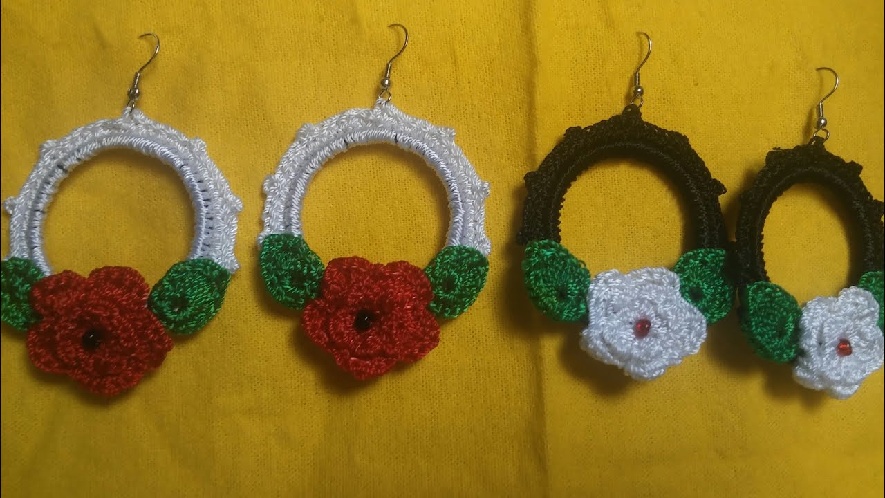 como tejer aretes con aros reciclados  y crochet .( fácil , bonito , económico.) paso a paso.