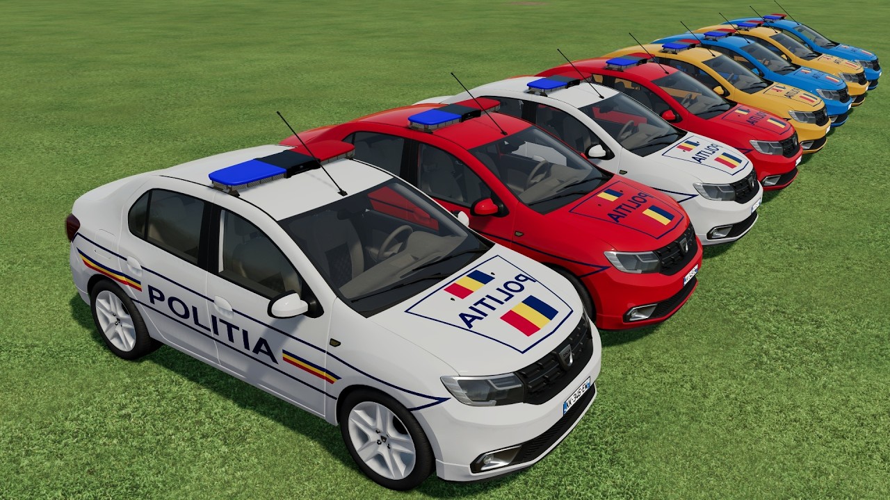 DACIA POLICE CARS FUNNY TRANSPORTING with LOW loader  ! FS22