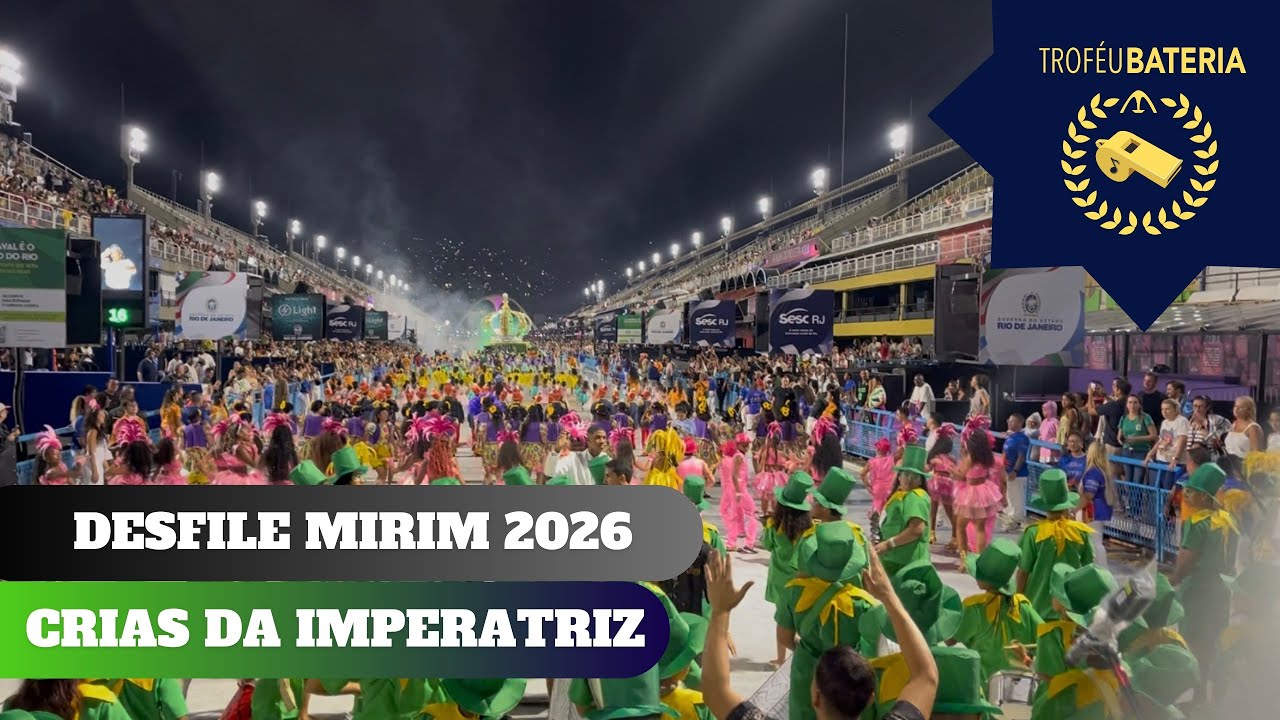 Bateria do Crias da Imperatriz no Desfile Mirim oficial de 2026