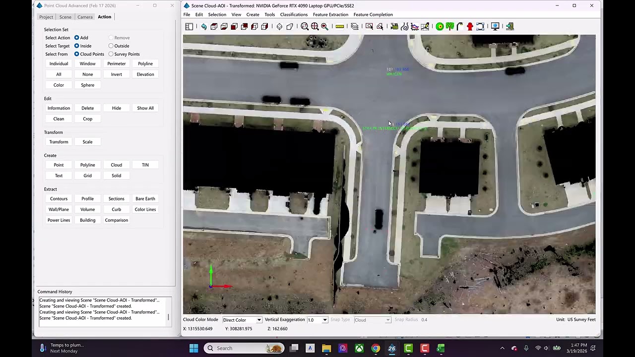 Сравните точки фотограмметрии с точками GNSS, используя функцию Cloud Compare в Carlson Point Clo...