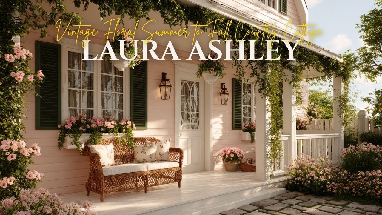 Laura Ashley’s Vintage Floral Summer to Fall Country Cottage with Organic Softness