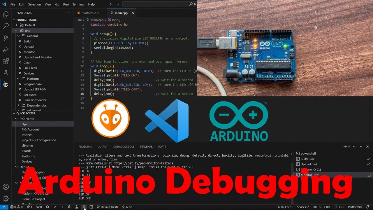 Отладка Arduino в VSCode с использованием Platform IO