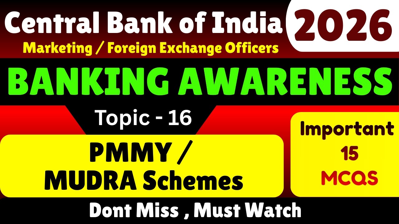 PMMY / MUDRA Schemes MCQS | Central Bank of India Banking and General Awareness | CBI General PDF