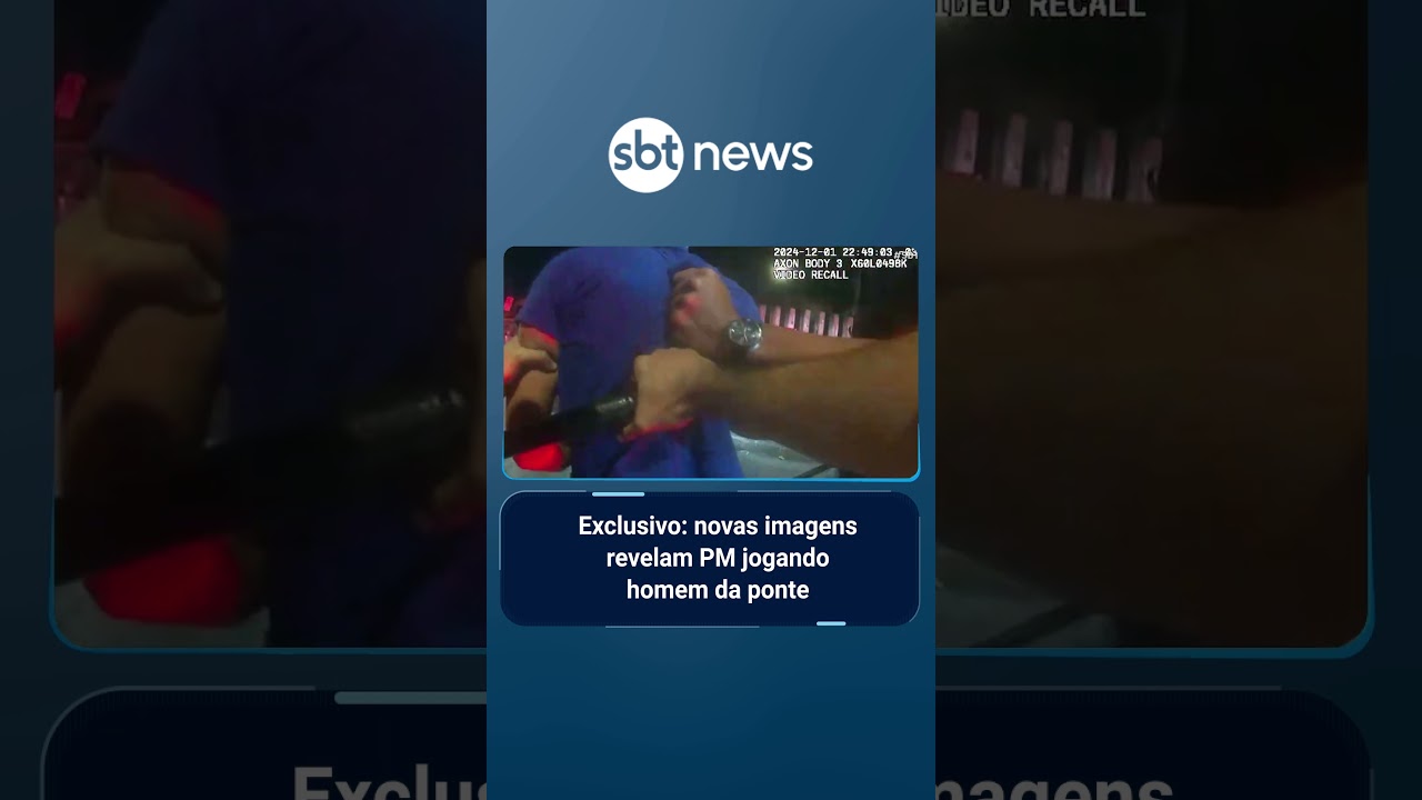 Imagens de c&acirc;meras corporais mostram PM jogando homem da ponte em SP | #SBTBrasil