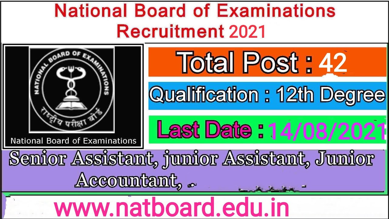 NBEMS recruitment 2021 !! NBEMS Junior Assistant vacancy 2021 !! NBEMS Online From 2021
