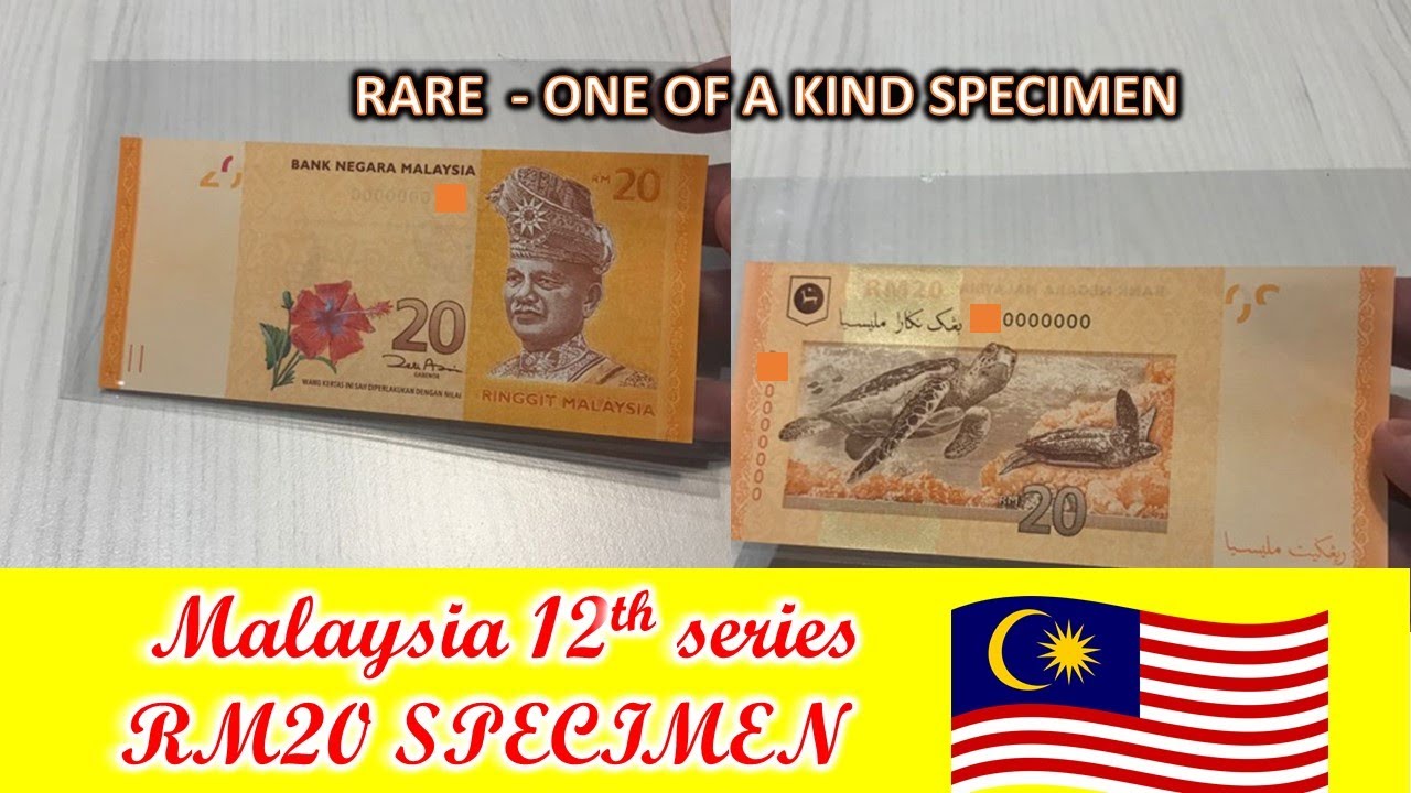 VC EP49 - Malaysia 12th series RM20 specimen that is very different from normal specimen notes.