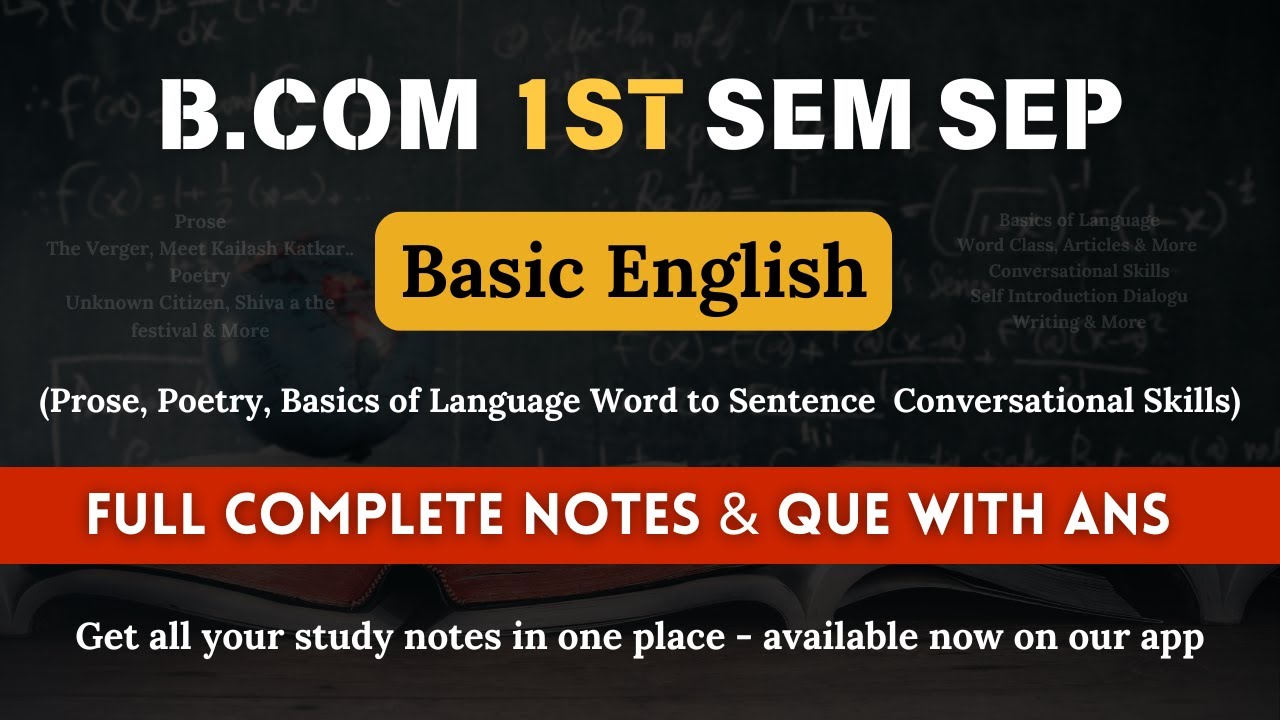 B.Com 1st Sem SEP Basic English | Complete Notes & Important Questions with Answers