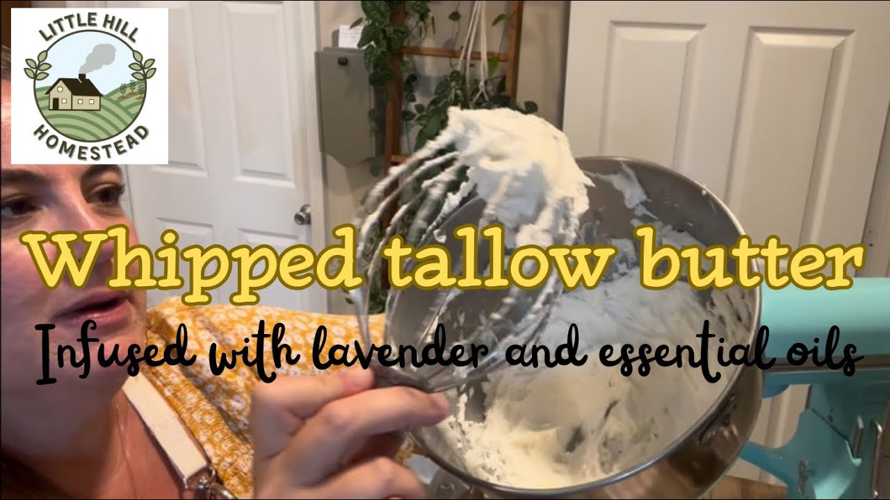 Lavender tallow body butter infused with essential oils. Great for your skin and easy to make.