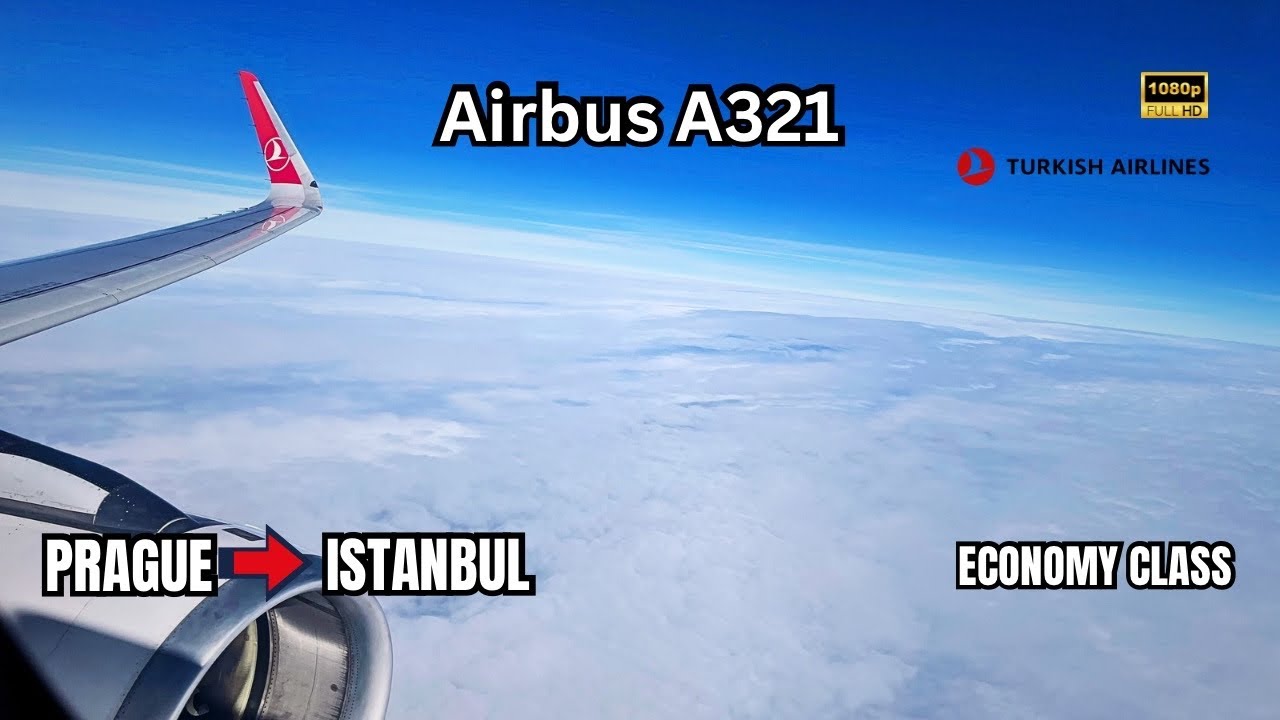 Turkish Airlines A321 Wing View [HD] | Prague to Istanbul | Economy Class
