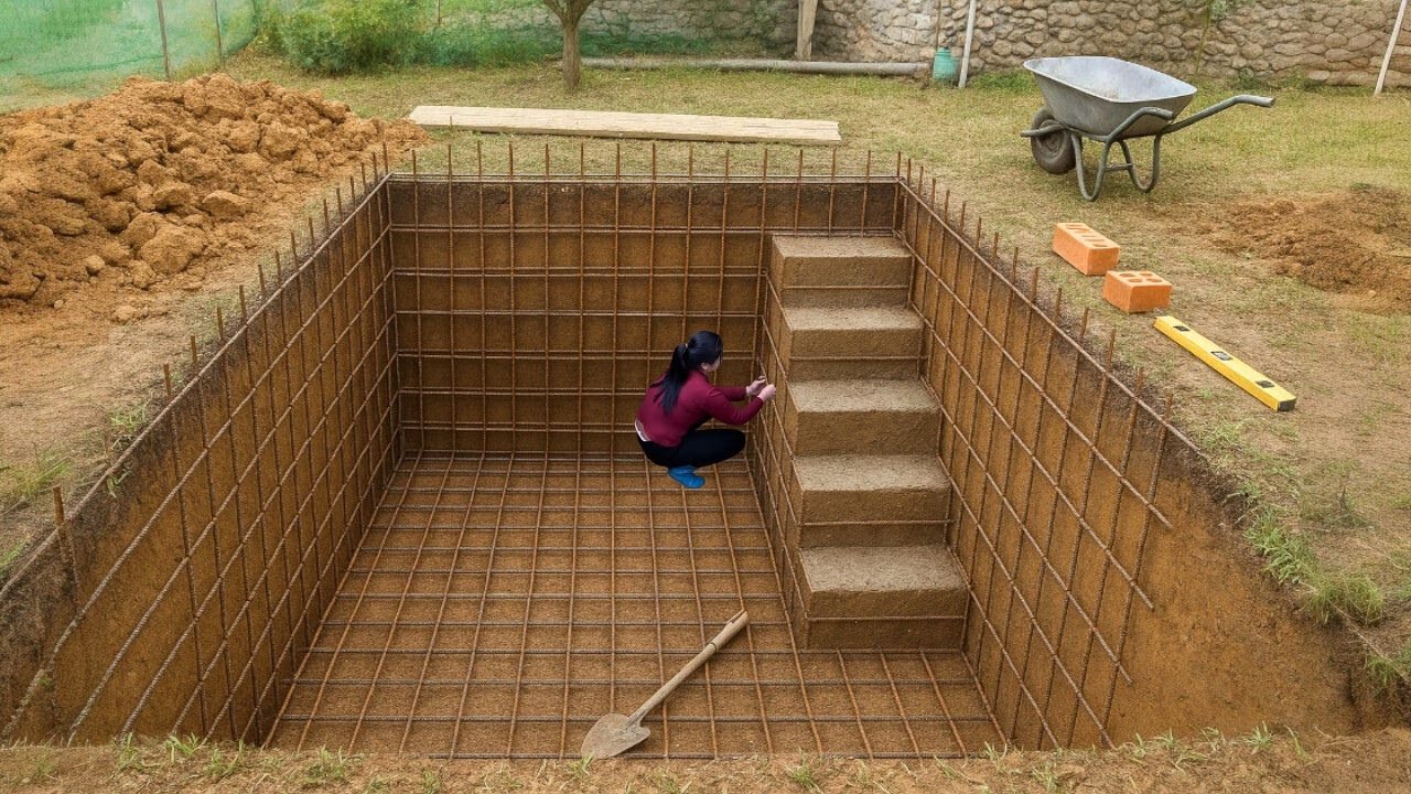 Building a Secret Underground Shelter – Digging the Ground and Constructing the Steel Frame