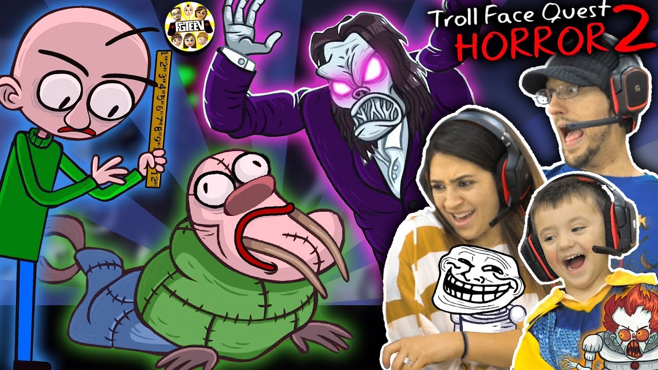 BALDI the WALRUS? TROLLFACE HORROR QUEST 2 w/ Mom & Shawn (FGTEEV gets Trolled)