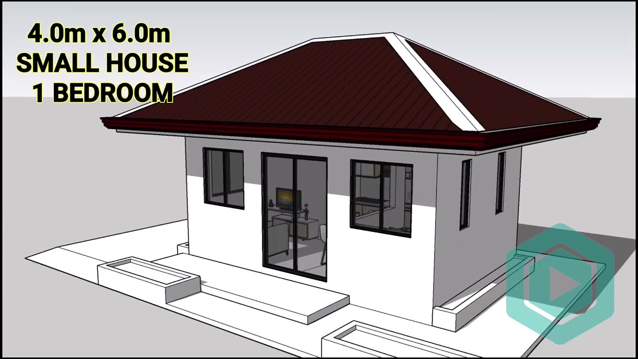 4mx6m Small House / Hip Roof Design - 1 Bedroom