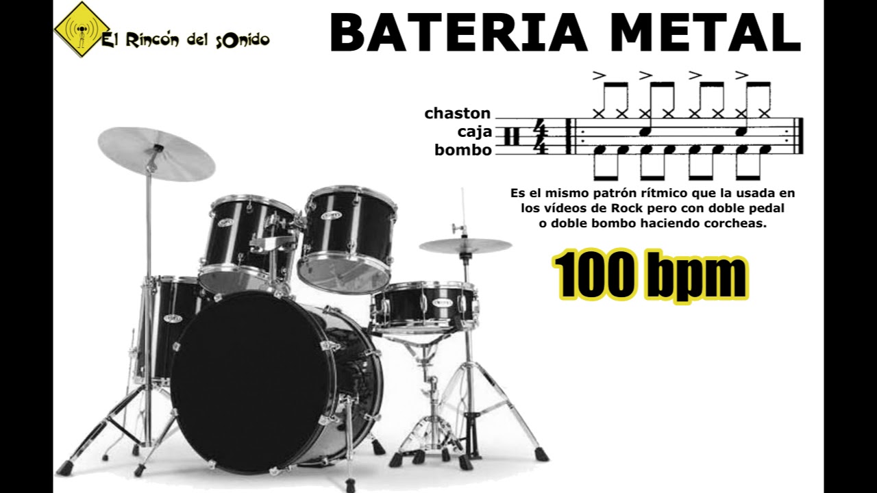 Bateria metal 100 bpm doble bombo binario