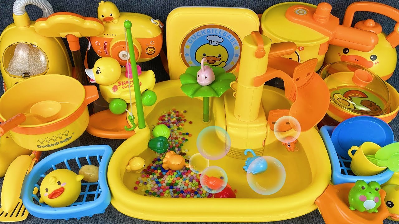 10 Minutes Satisfying with Unboxing Yellow Kitchen Play Set Review Toys | ASMR 