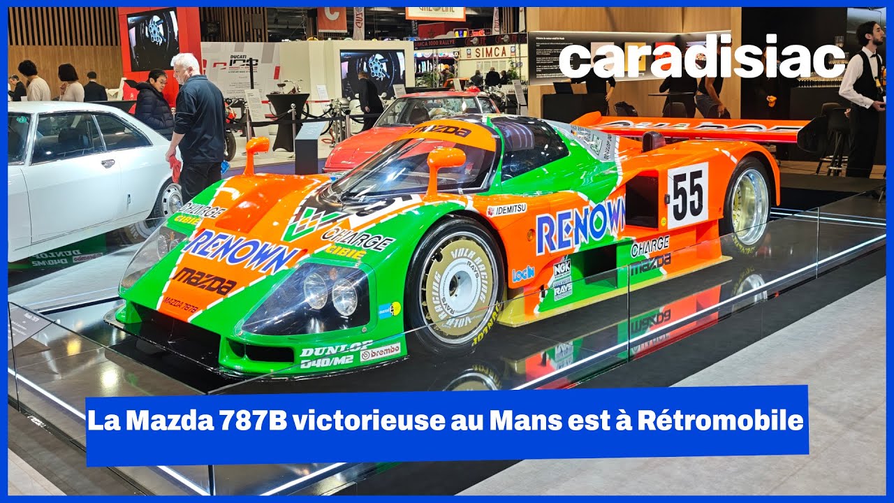 Le moteur rotatif et la 787B victorieuse au Mans 1991 sont les stars du stand Mazda à Rétromobile