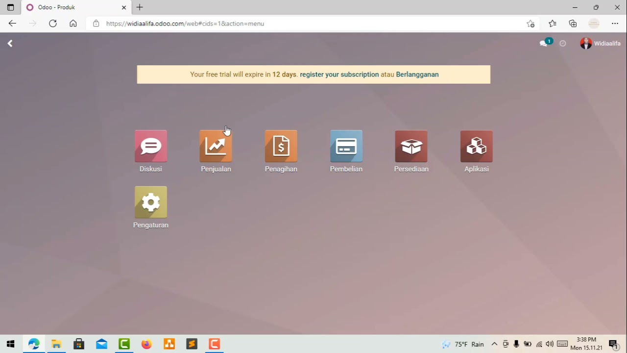 Implementasi Odoo pada modul Inventory, Purchase, dan sales. (Enterprise Resource Planning)