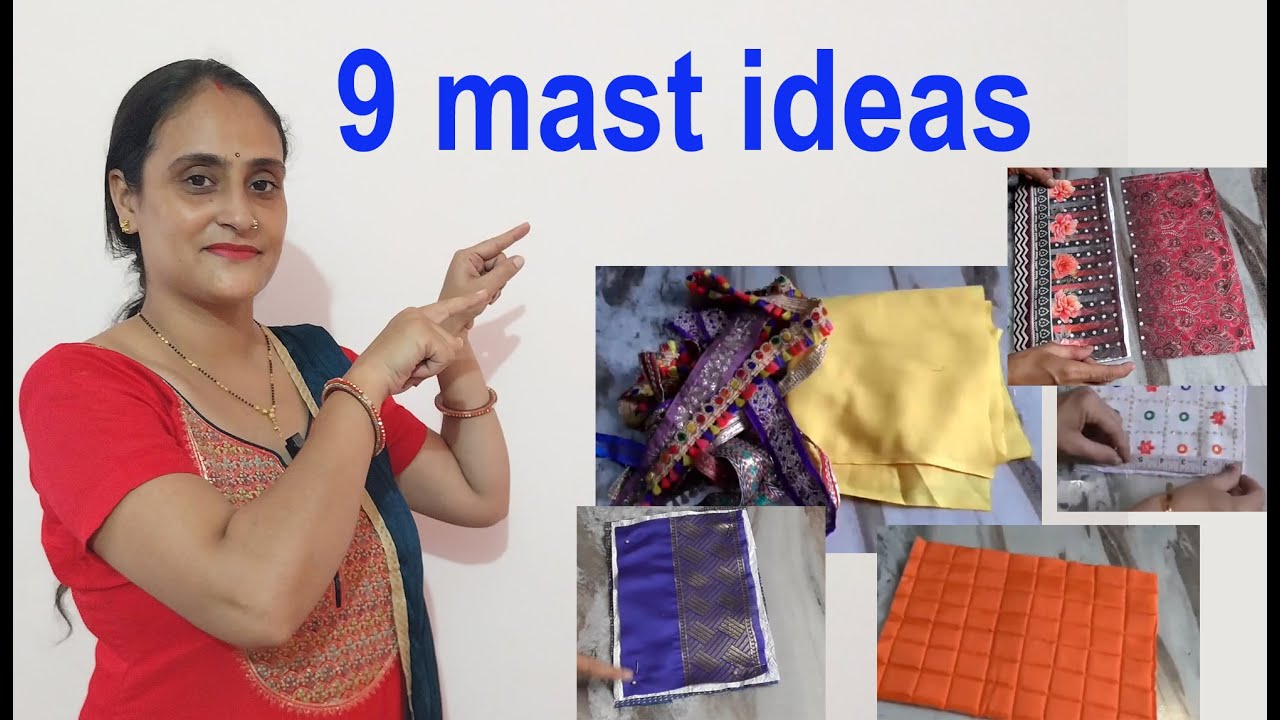 9 ideas in one video -  सिलाई से बची हुई कतरन ka use / old cloth reuse idea / no cost diy / sewing