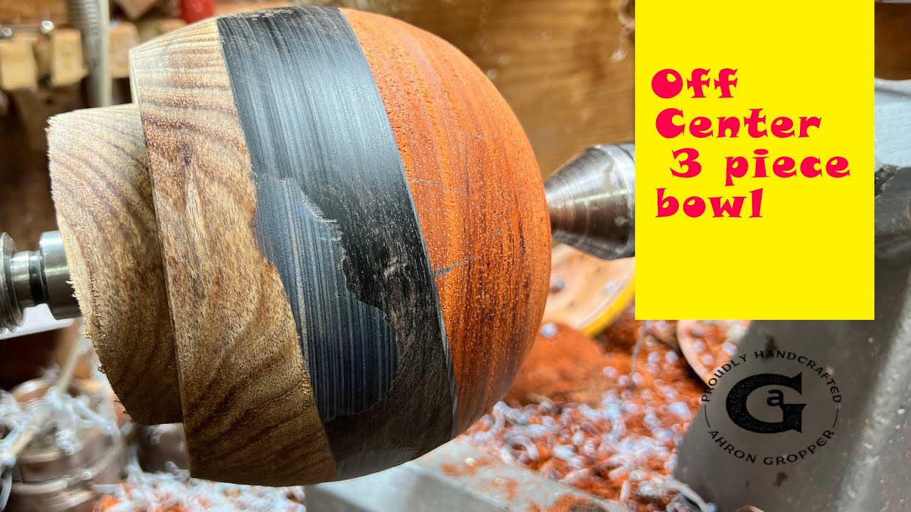 woodturning an off center 3 piece bowl