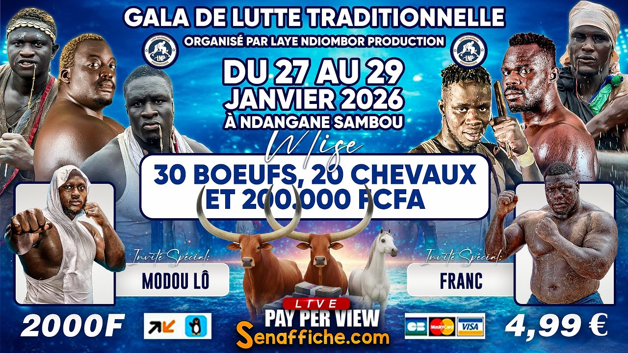 🛑 Direct - FINALES du gala de NDANGANE SAMBOU, Mise : 30boeufs, 20chevaux...