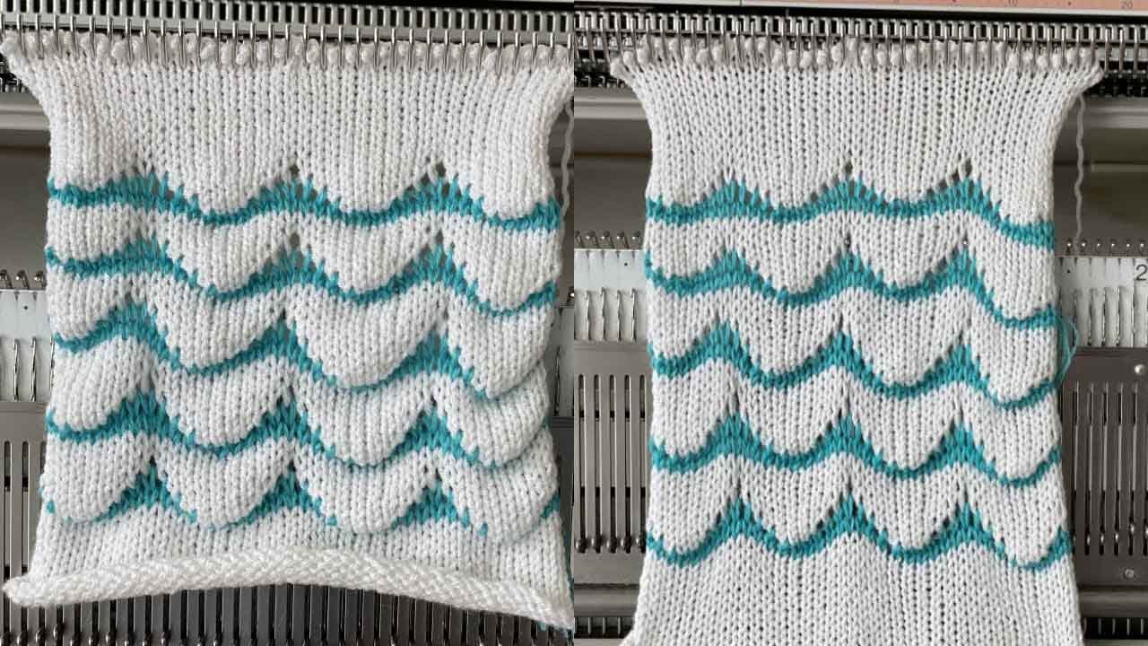 Machine knitting pattern wave on knitting machine