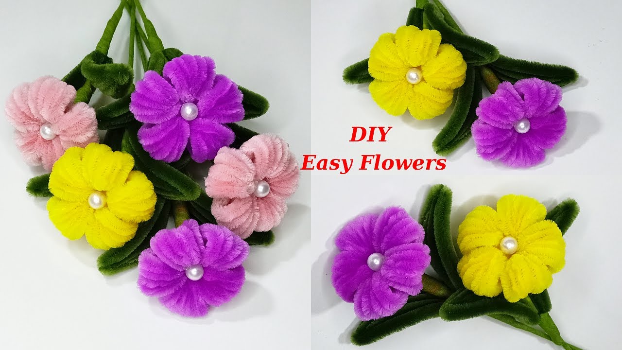 DIY Flowers | How to make simple flowers with pipe cleaner | pipe cleaner flowers easy