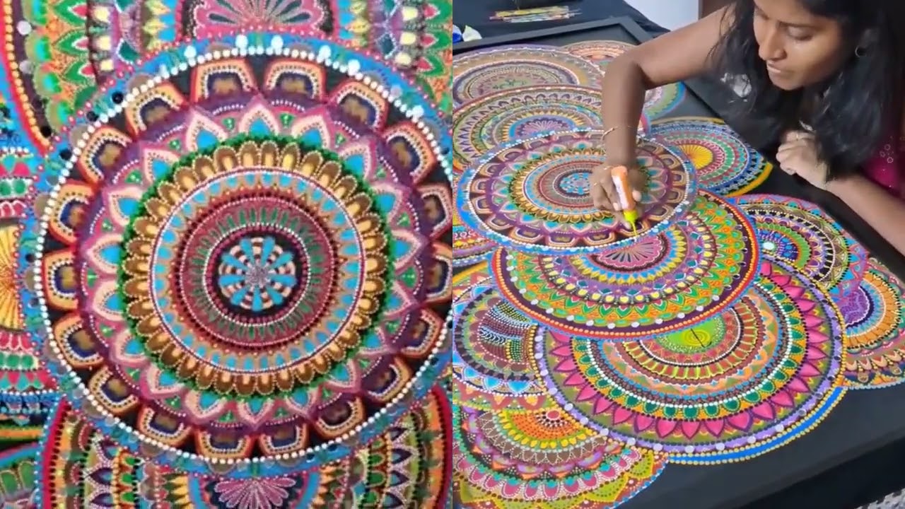 Mandala art created using the maximum number of combined circles,aarthi@worldwidebookofrecords