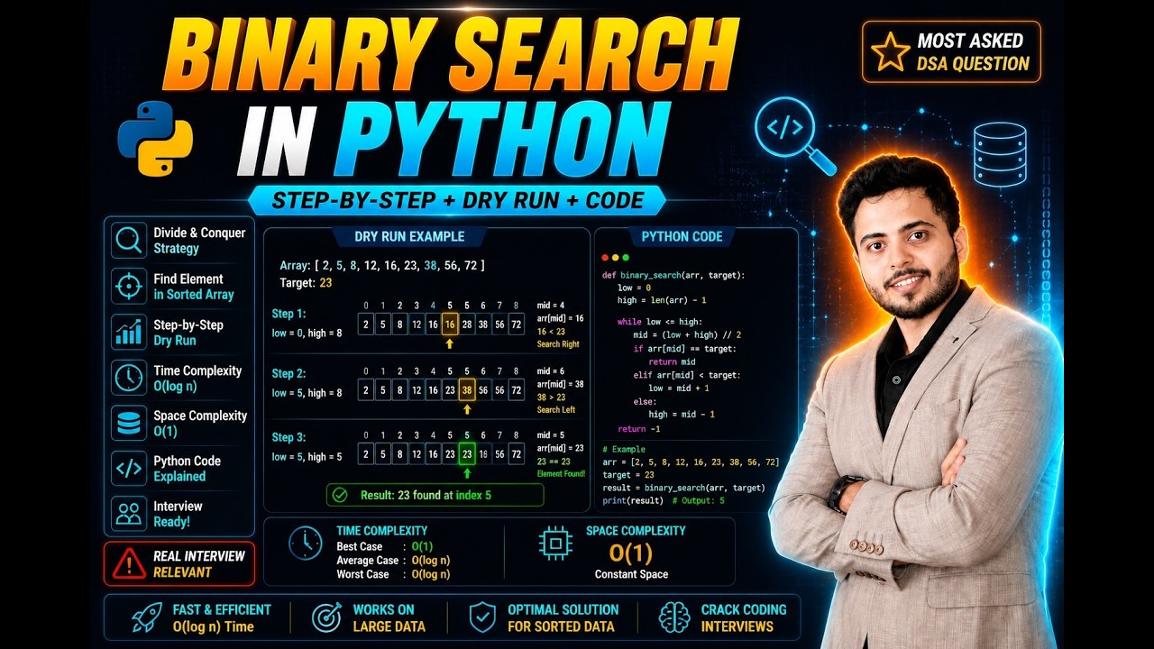 ADVANCED DSA 🔥 Binary Search in Python | Crack Interviews with logN thinking
