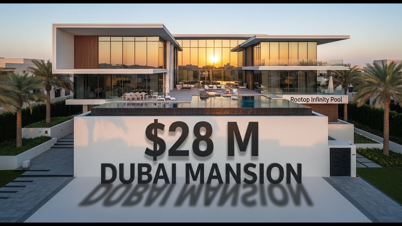 $28 M Modern Dubai Mansion Tour: Floating Glass Design & Rooftop Infinity Pool