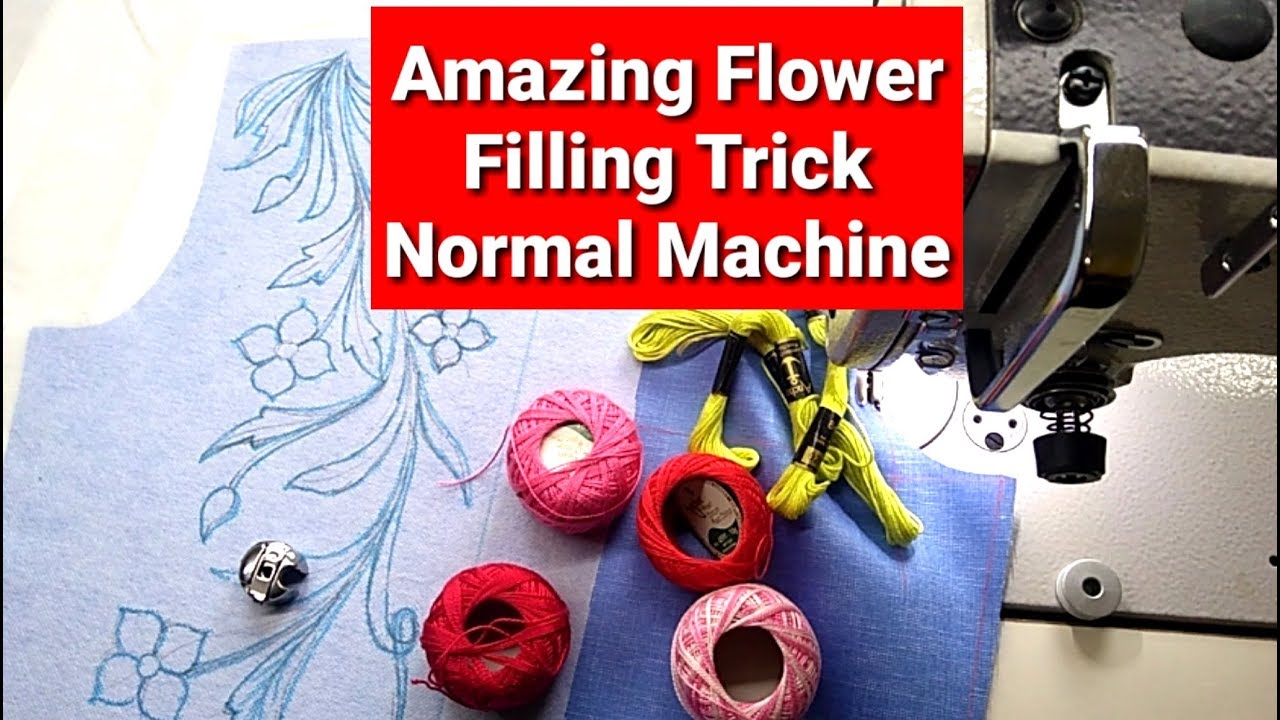 Normal machine Embroidery flower filling trick EMODE