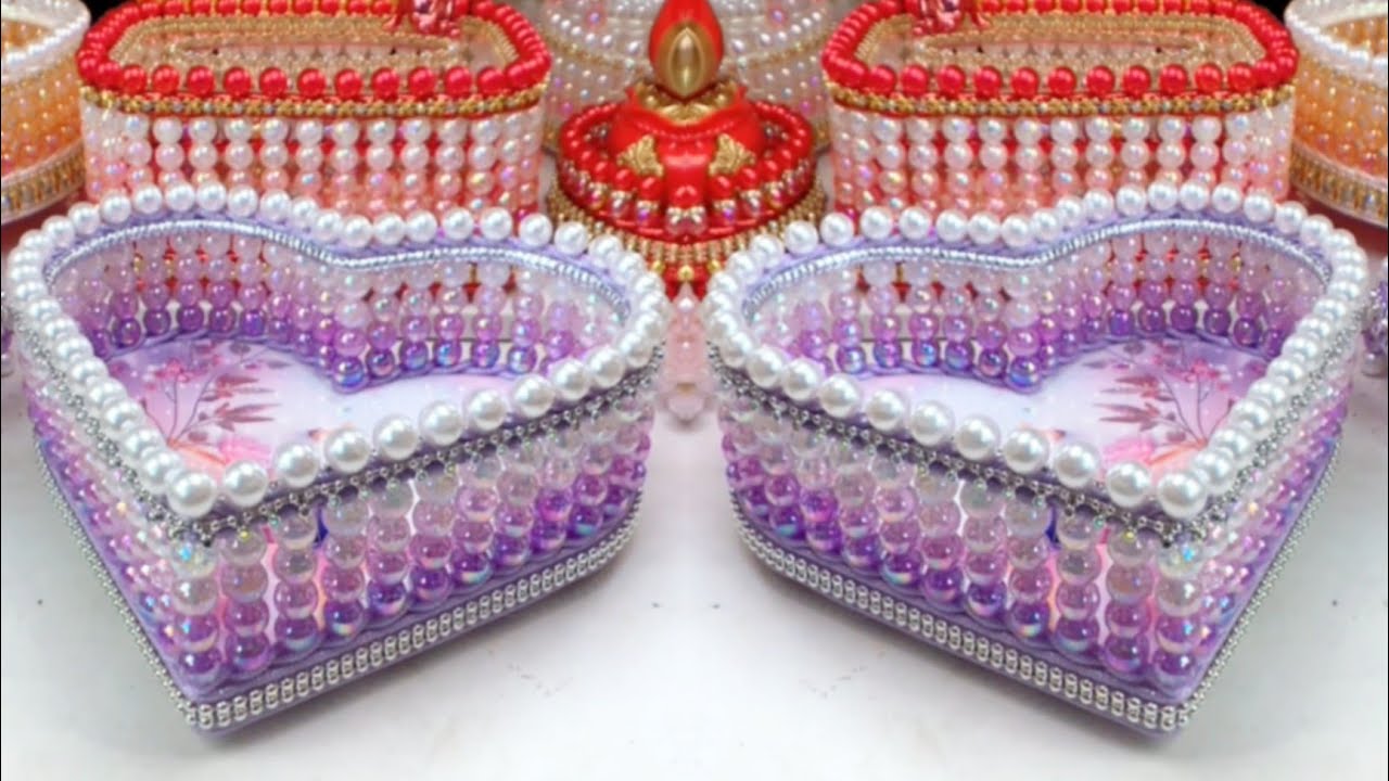 VERY SIMPLE TUTORIAL! Bead Pearls Making a Premium PVC Foam Board Heart Shape Storage Basket Box