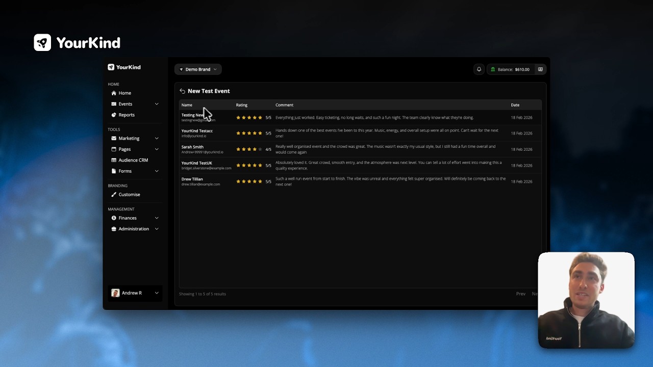 Automated Event Reviews | Collect Private Attendee Ratings & Feedback On YourKind