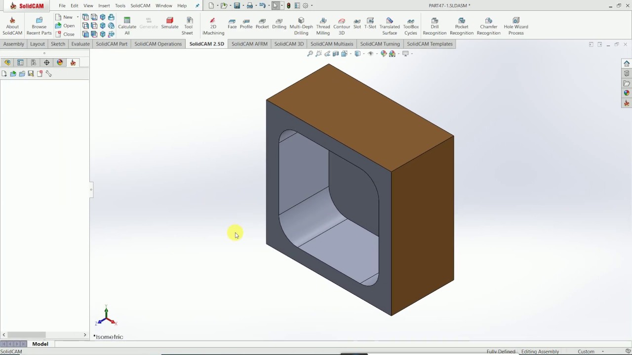 Pocket milling operation in solidcam 2.5d