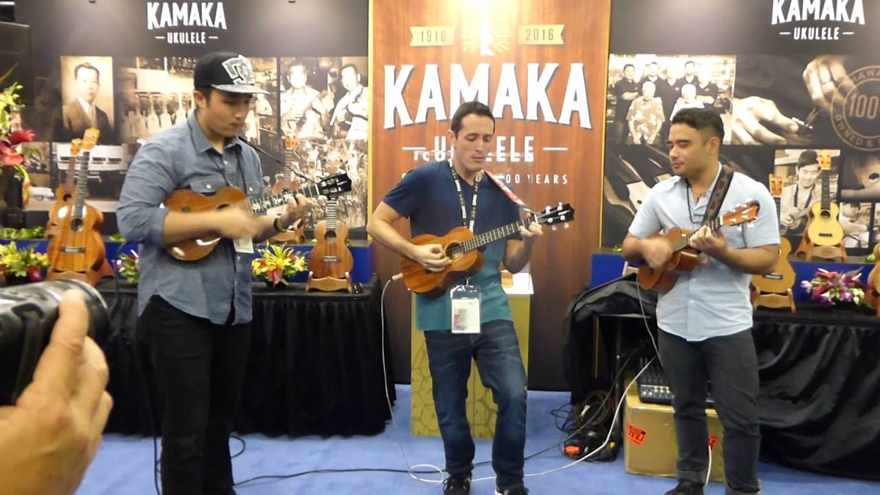 NAMM 2016 1/24 Kamaka Ukulele booth Breezin' Kris Fuchigami Andrew Molina Kalei Gamiao part 1/3
