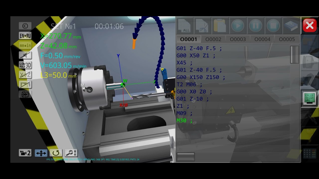Códigos G0 e G1 no CNC simulator