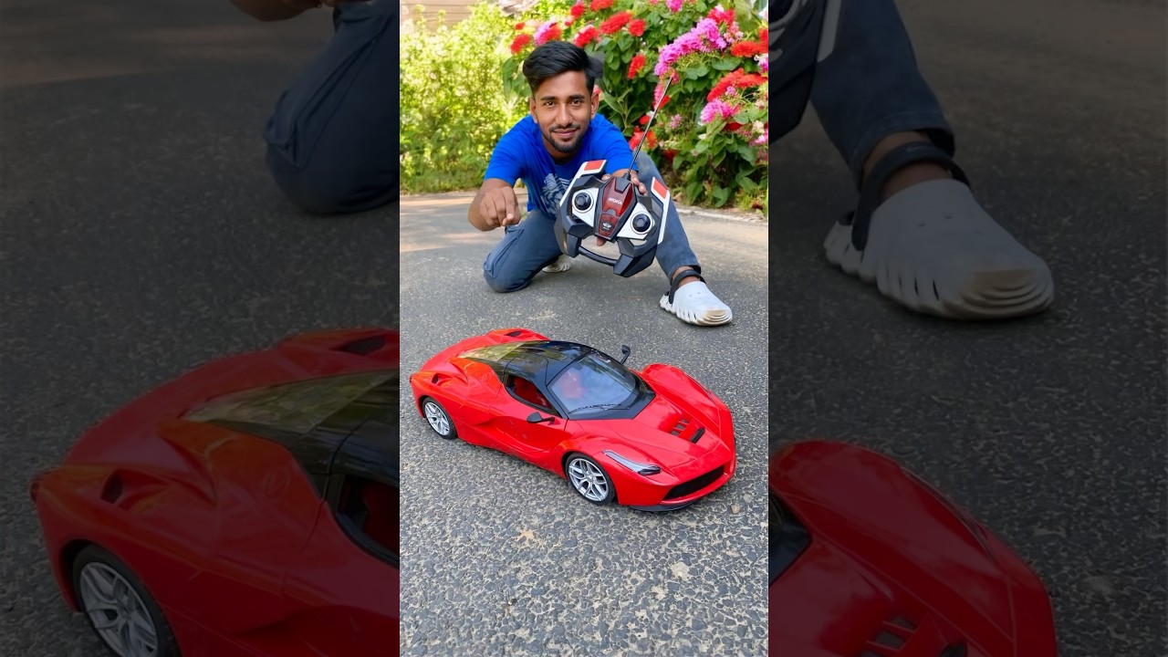 Red colour remote control ferrari car Unboxing 🔥