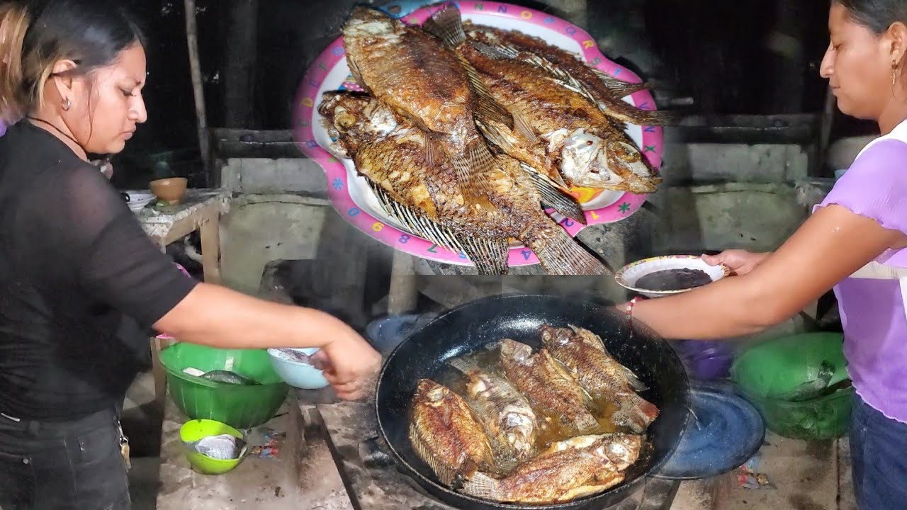 Esto si es cena dijo Reveca con Rico y delicioso pescado fritos con frijoles 😋🤯🐟