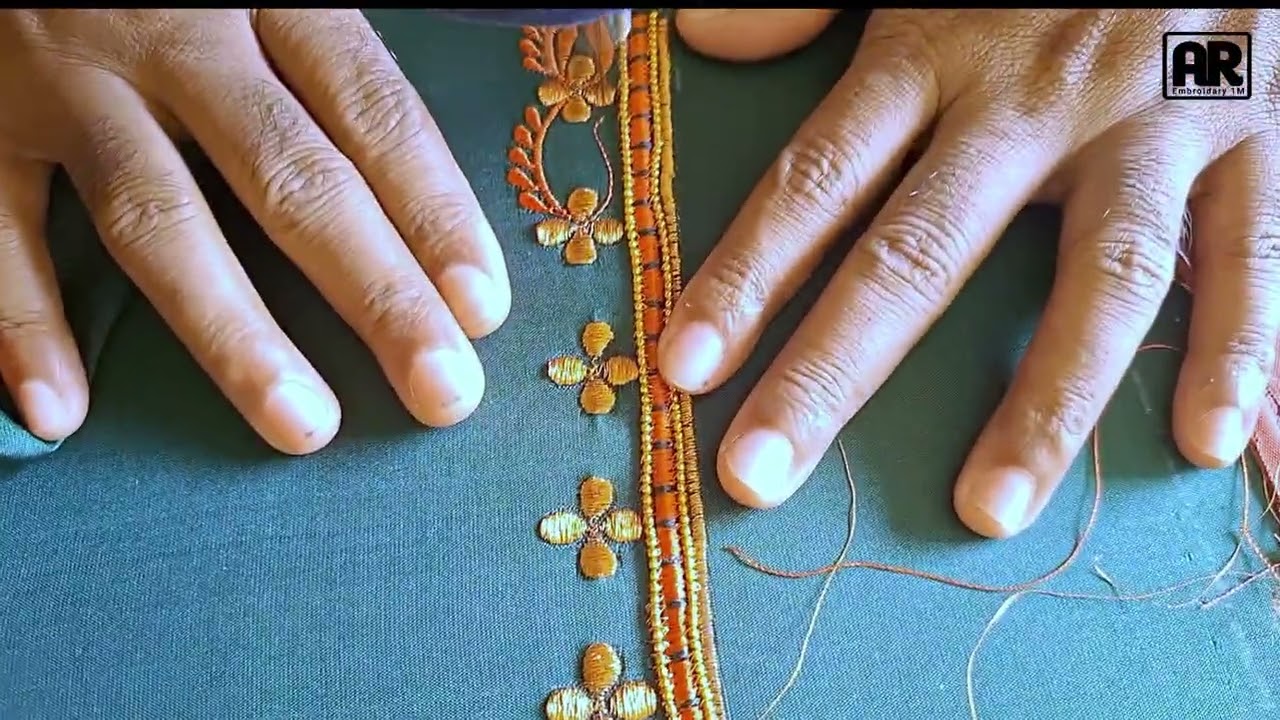 Copper gold & dark orang good combination embroidary work #EMBROIDARY #arembroidar1m 