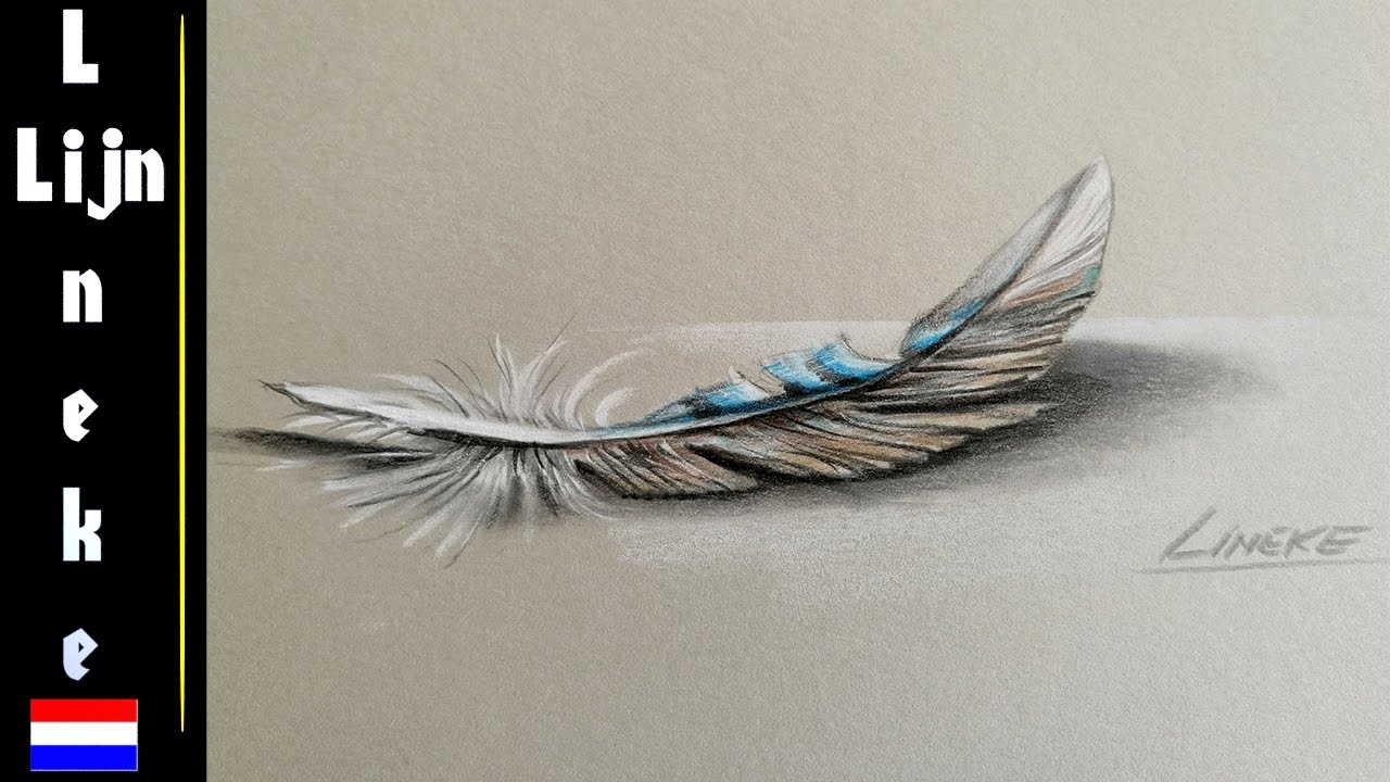 VEER tekenen 3D effect met kleur en pastel potlood