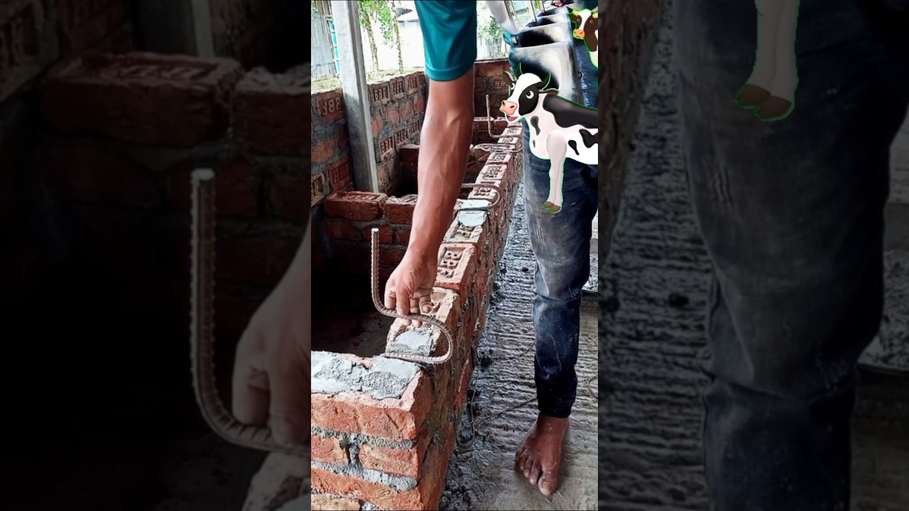 How to Make a Cow Feed Trough with Bricks | Easy DIY for Farmers #brickwork #cow_farming #shorts