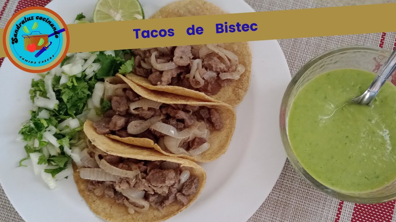 TACOS de BISTEC 🌮🐄 como en la taquería pero preparados en casa con salsa de aguacate. Deliciosos!!