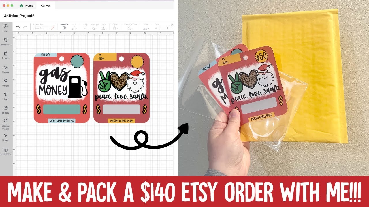 Make an Etsy Money Card Order with Me Using a Cricut Maker