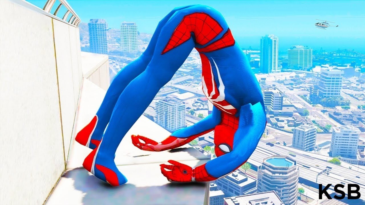 SPIDERMAN CRAZY JUMPS/FALLS #2 (GTA 5 Spider-Man Fails)