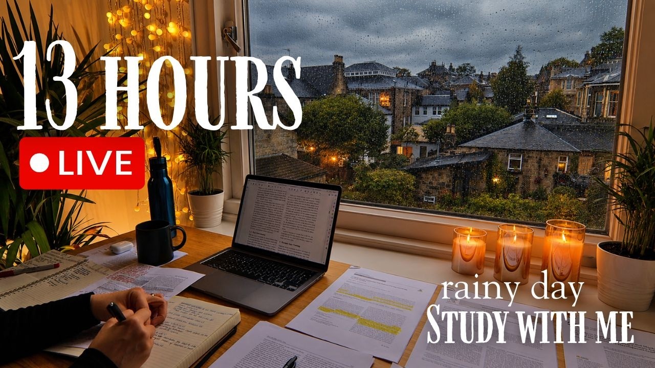 13+ HOUR STUDY WITH ME on A RAINY DAY 🎓  Scottish Highlands | Pomodoro | Deep Work Mode | No Music