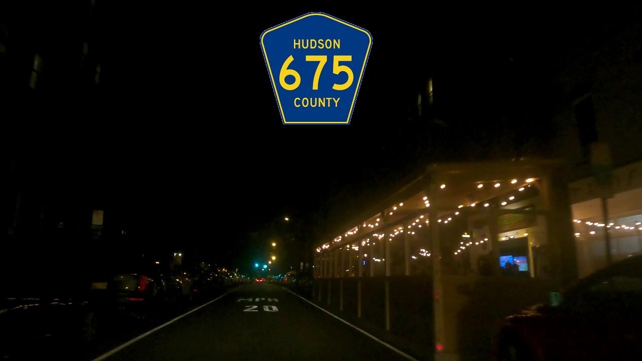 ⁴ᴷ⁶⁰ Night driving on Willow Avenue in Hoboken, New Jersey