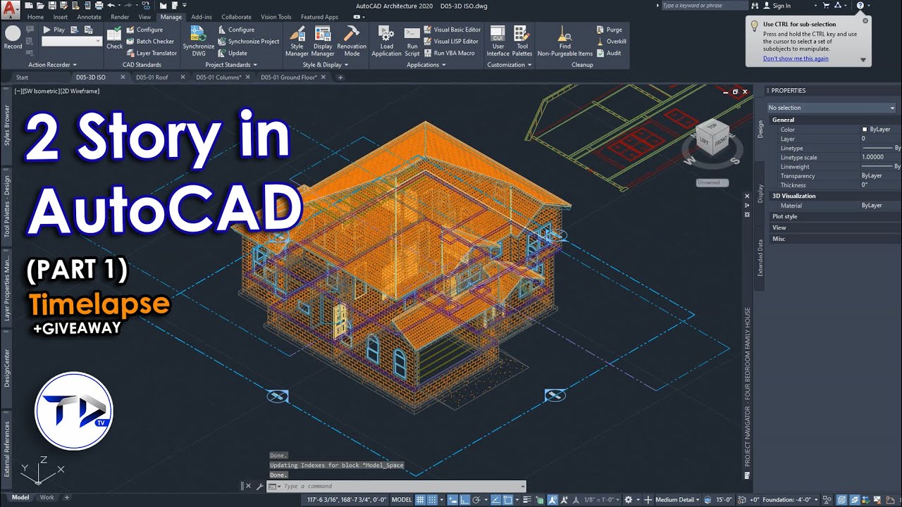 2-Х ЭТАЖНЫЙ ДОМ в AutoCAD Architecture 2023 (Интервальная съемка)