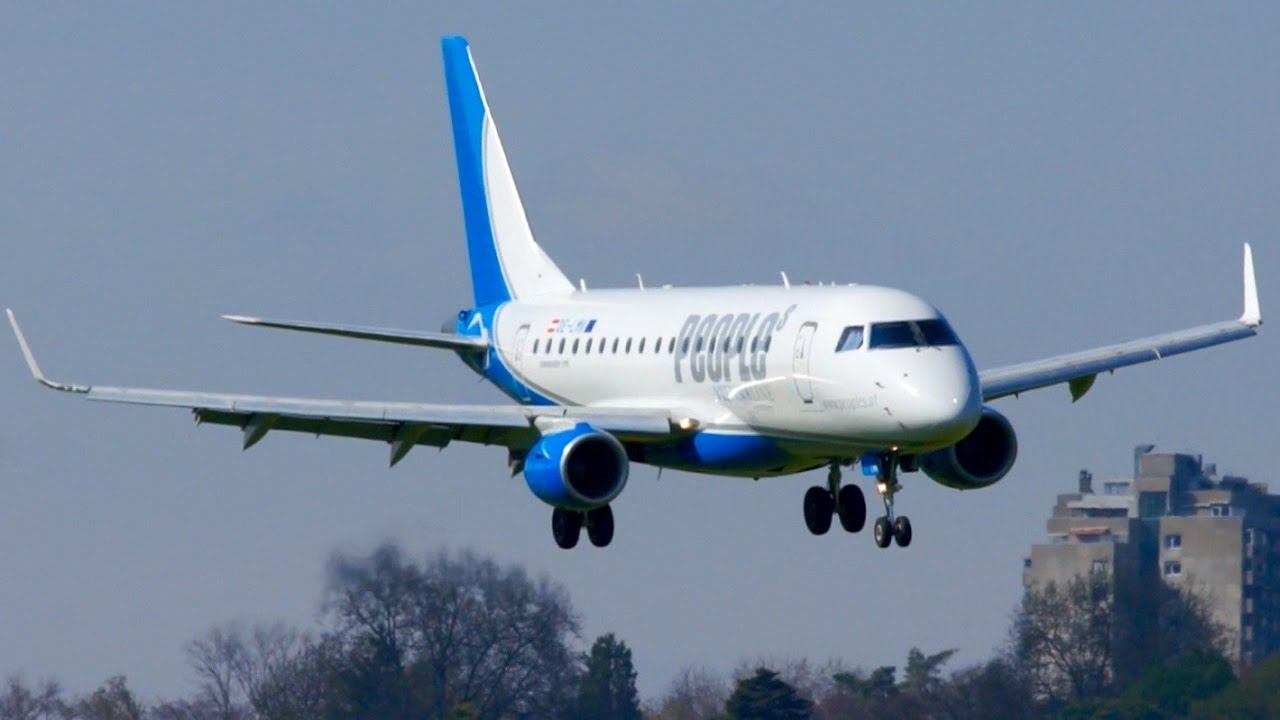 People's Viennaline Embraer 170 * Crosswind Landing at Bern