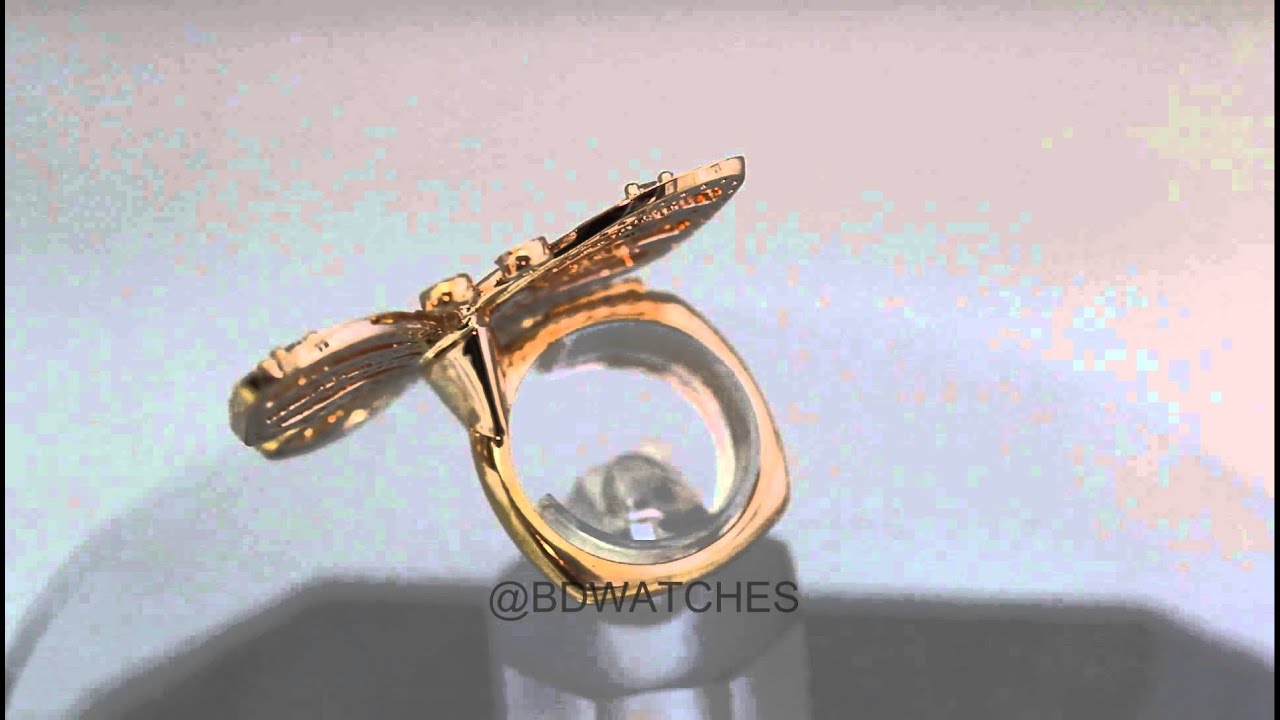 18k Pink / Rose Gold and Diamond Butterfly Ring