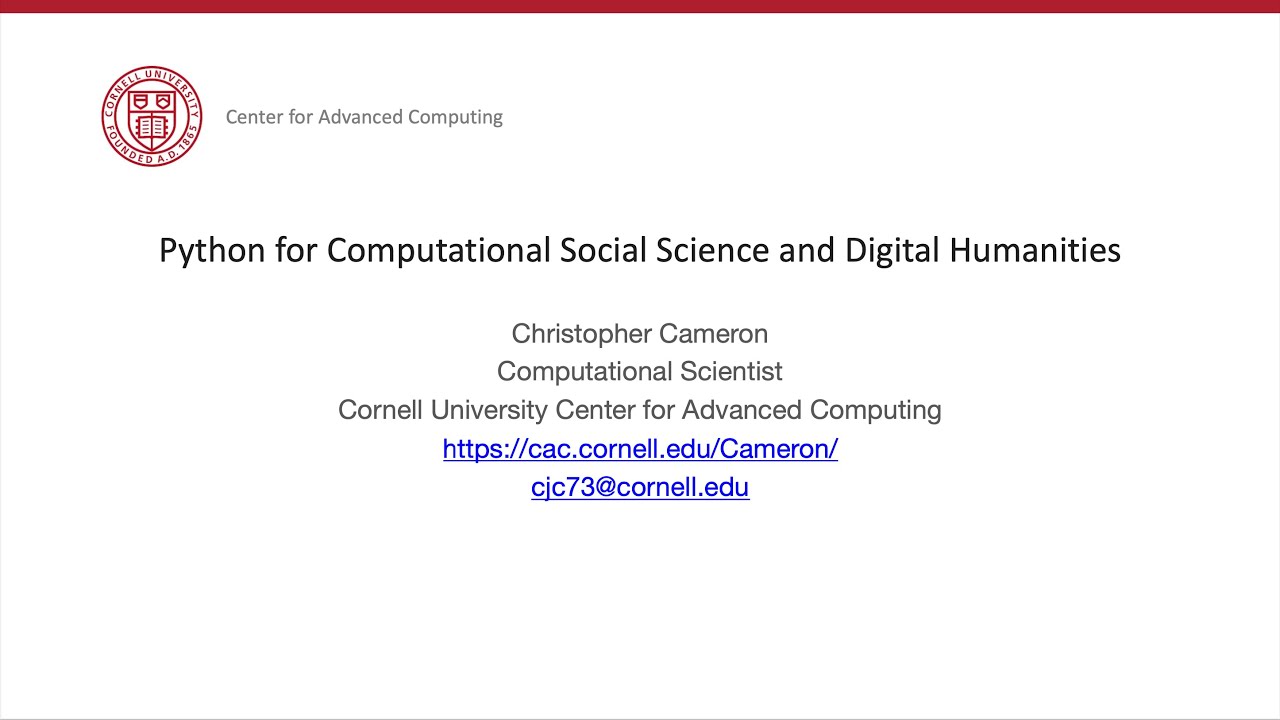 Python for Computational Social Science and Digital Humanities